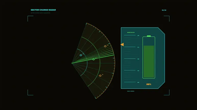Sector charge radar with battery gauge — free 3840x2160 4K wallpaper image