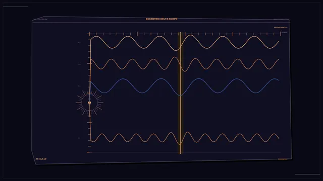 Eccentric delta scope with waveform traces — free 3840x2160 4K wallpaper image