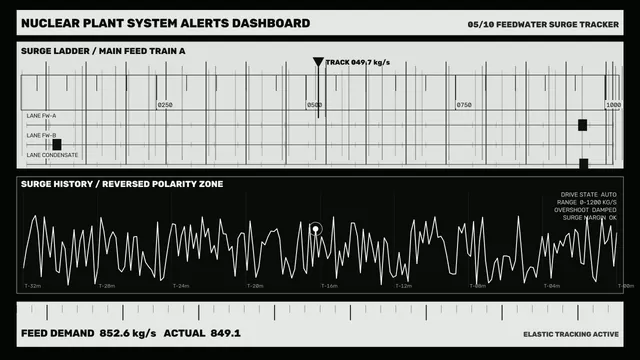Monochrome Nuclear Plant Alerts Dashboard — free 3840x2160 4K wallpaper image
