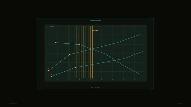 Dark corridor cartography with cyan graph lines — free 3840x2160 4K wallpaper image