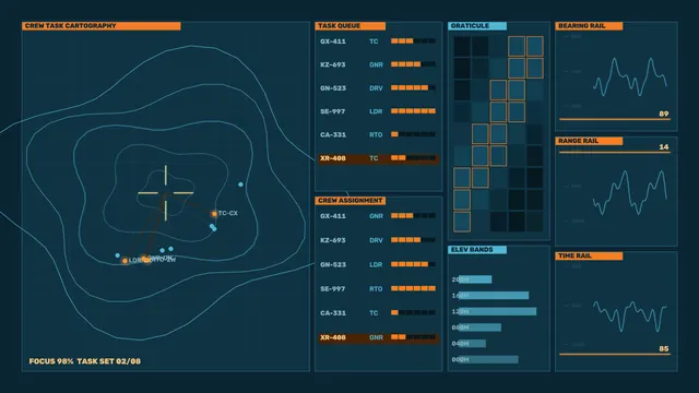 Tactical cartography dashboard in teal and orange — free 3840x2160 4K wallpaper image