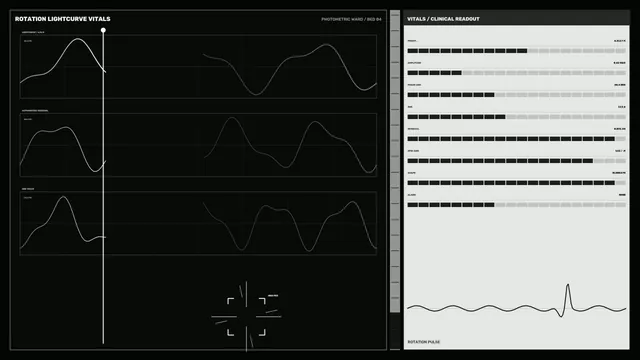 Monochrome rotation lightcurve dashboard — free 3840x2160 4K wallpaper image