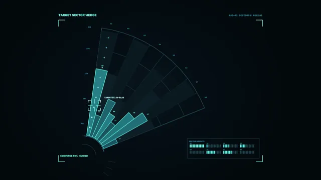 Cyan radial sector targeting interface — free 3840x2160 4K wallpaper image