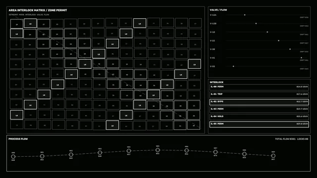 Monochrome process control matrix interface — free 3840x2160 4K wallpaper image
