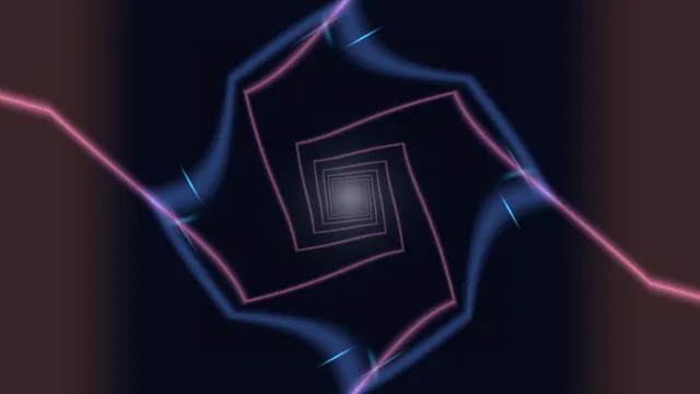 Neon spiral of nested geometric squares — free 3840x2160 4K wallpaper image