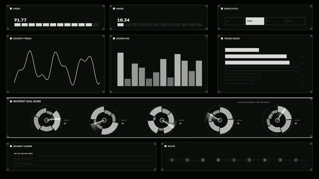 Monochrome incident monitoring dashboard interface — free 3840x2160 4K wallpaper image