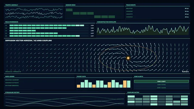 Dark telemetry dashboard with vector field — free 3840x2160 4K wallpaper image