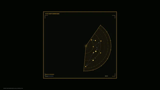 Amber cockpit radar with orbital trace geometry — free 3840x2160 4K wallpaper image