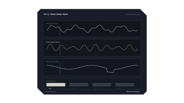 Dark Threat Signal Triage Interface With Waveforms — free 3840x2160 4K wallpaper image
