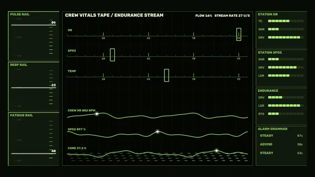 Green crew vitals telemetry dashboard — free 3840x2160 4K wallpaper image