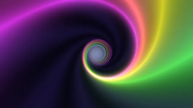 Neon spiral with concentric spectral rings — free 3840x2160 4K wallpaper image