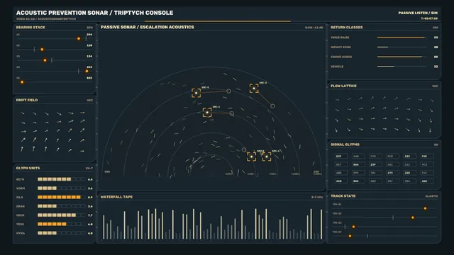 Acoustic Sonar Console with Radial Signal Map — free 3840x2160 4K wallpaper image