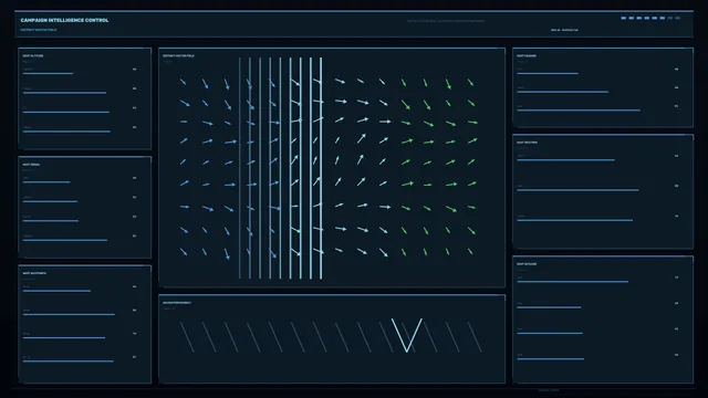 Dark vector field control dashboard in blue — free 3840x2160 4K wallpaper image