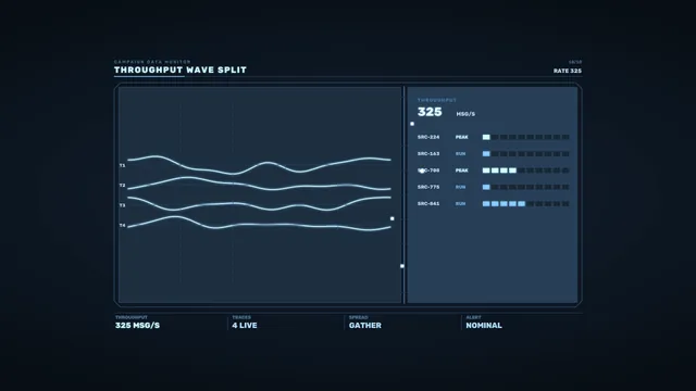 Blue throughput monitor with four waveform traces — free 3840x2160 4K wallpaper image