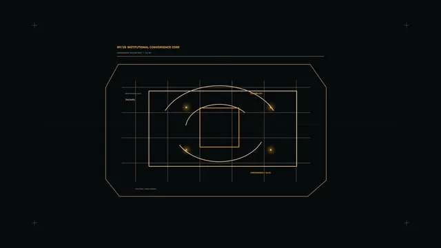Amber geometric convergence interface on black — free 3840x2160 4K wallpaper image