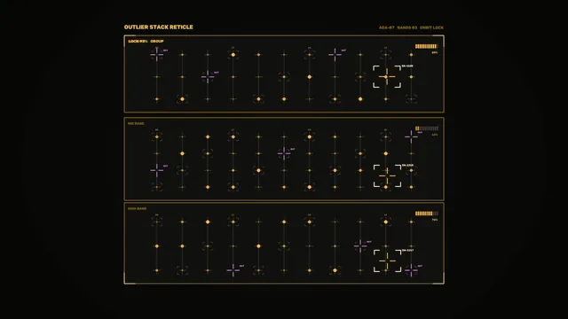 Amber orbital diagnostics on a dark grid — free 3840x2160 4K wallpaper image
