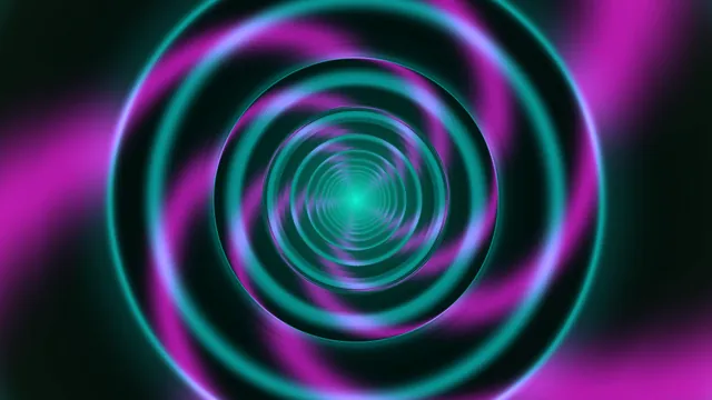 Concentric neon rings in teal and magenta — free 3840x2160 4K wallpaper image