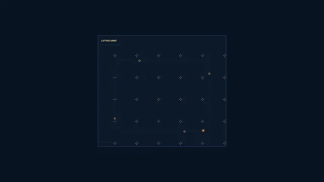 Dark lattice orbit diagram with amber markers — free 3840x2160 4K wallpaper image