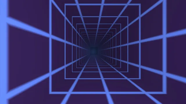 Blue wireframe tunnel in deep violet perspective — free 3840x2160 4K wallpaper image
