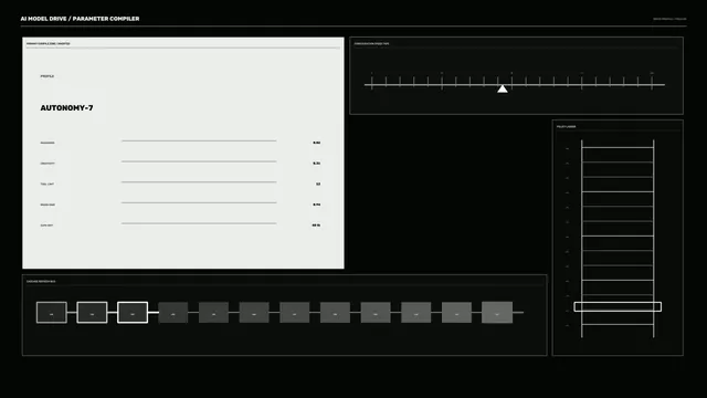 Monochrome AI parameter compiler interface — free 3840x2160 4K wallpaper image