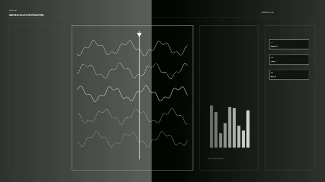 Monochrome neutron flux data interface — free 3840x2160 4K wallpaper image