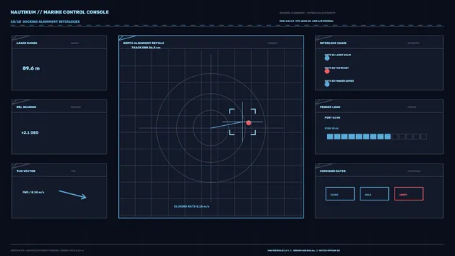 Marine docking control console with alignment reticle — free 3840x2160 4K wallpaper image