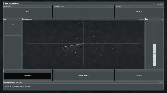 Dark tactical radar interface with collision lattice — free 3840x2160 4K wallpaper image