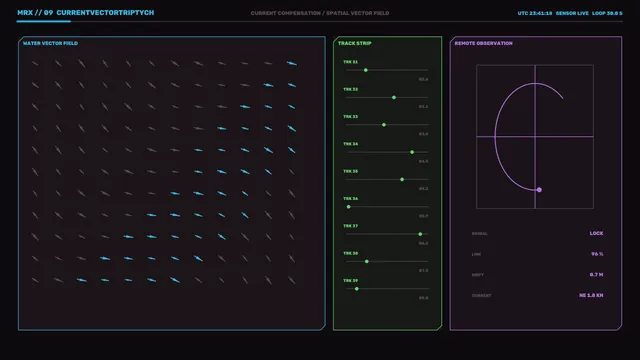 Dark vector field dashboard with orbital tracking panels — free 3840x2160 4K wallpaper image