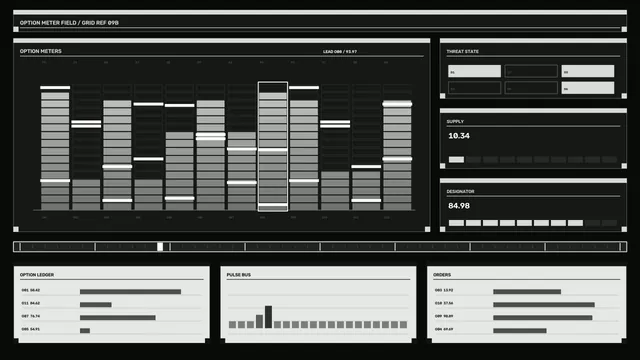 Monochrome option meter grid dashboard — free 3840x2160 4K wallpaper image