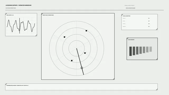 Monochrome radar decision support dashboard — free 3840x2160 4K wallpaper image