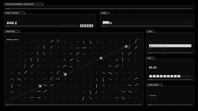 Monochrome token field dashboard with vector grid — free 3840x2160 4K wallpaper image