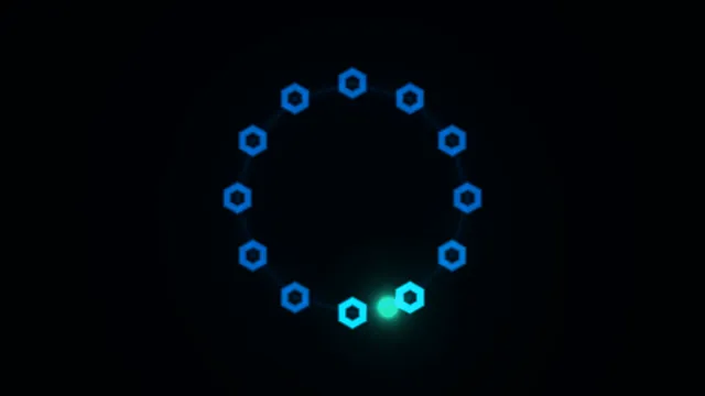 Blue hexagonal ring with a glowing cyan node — free 3840x2160 4K wallpaper image