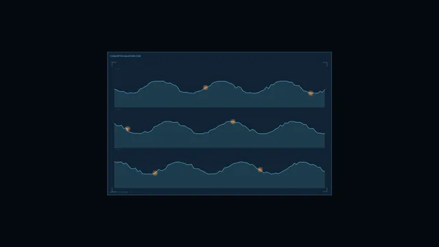 Blue waveform dashboard with orange signal markers — free 3840x2160 4K wallpaper image
