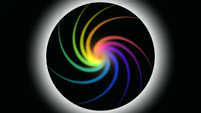 Chromatic spiral arcs on a circular black field — free 3840x2160 4K wallpaper image