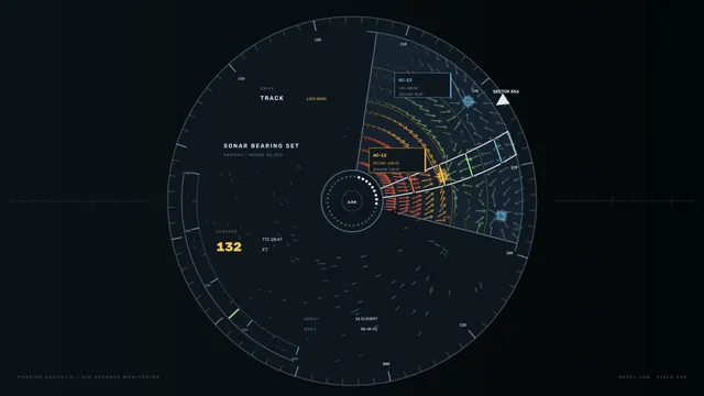 Circular sonar bearing display with vector sectors — free 3840x2160 4K wallpaper image