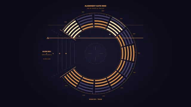 Amber Alignment Gate Ring Interface — free 3840x2160 4K wallpaper image