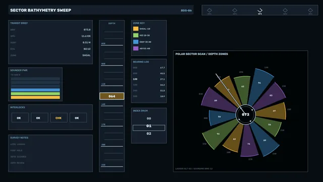 Polar bathymetry dashboard with radial depth zones — free 3840x2160 4K wallpaper image