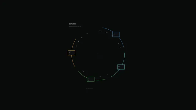 Multicolour orbital data ring on black — free 3840x2160 4K wallpaper image