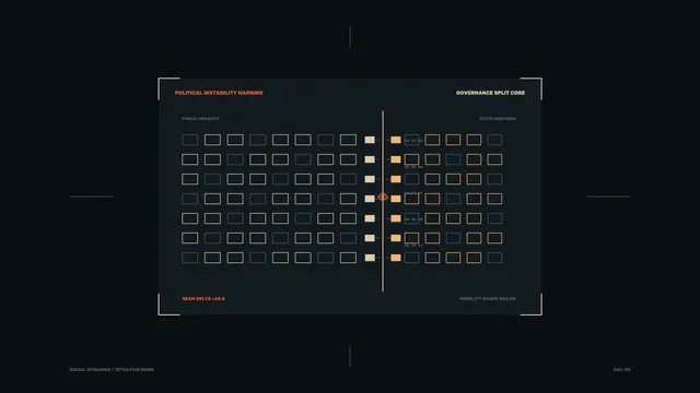 Governance split core with geometric data grid — free 3840x2160 4K wallpaper image