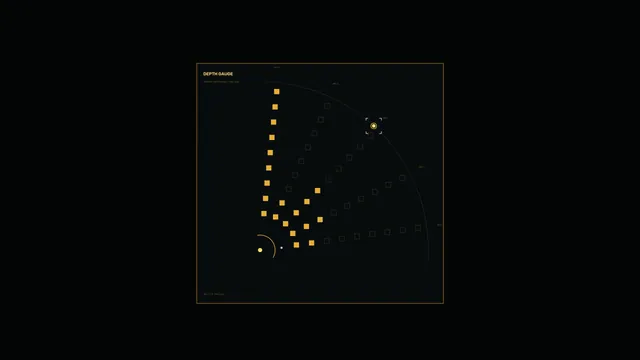 Amber depth gauge with orbital grid geometry — free 3840x2160 4K wallpaper image