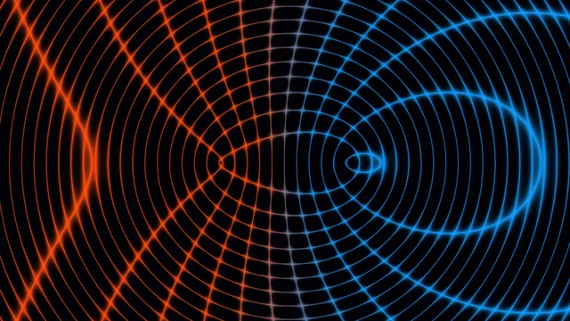 Bicolor wave lattice with concentric interference rings — free 3840x2160 4K wallpaper image