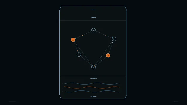 Dark blue link graph with orange network nodes — free 3840x2160 4K wallpaper image