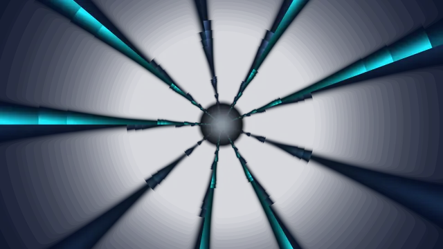 Cyan radial light tunnel on deep navy — free 3840x2160 4K wallpaper image