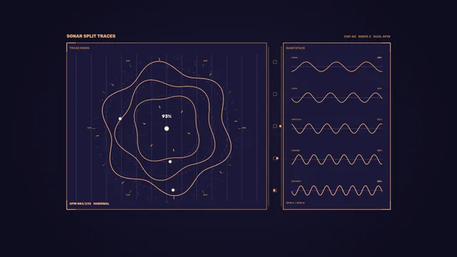 Sonar split traces with orbital contour diagrams — free 3840x2160 4K wallpaper image