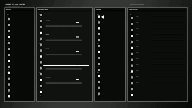 Monochrome AI cognitive load dashboard — free 3840x2160 4K wallpaper image