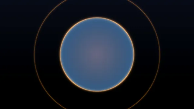 Blue orb with concentric amber rings — free 3840x2160 4K wallpaper image