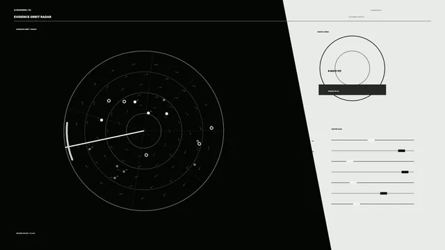 Monochrome orbital radar diagram with vector flow — free 3840x2160 4K wallpaper image
