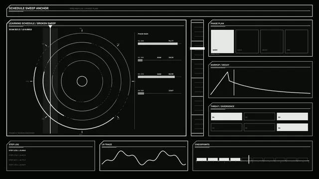 Monochrome concentric phase planning interface — free 3840x2160 4K wallpaper image