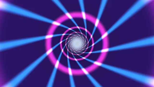Neon radial tunnel with blue beams and pink rings — free 3840x2160 4K wallpaper image