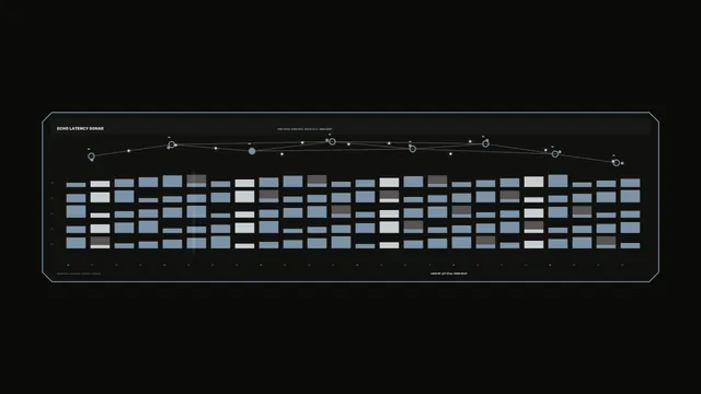 Dark sonar dashboard with geometric signal grid — free 3840x2160 4K wallpaper image